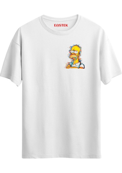 Cartoon Minimal Baskılı Tasarım T-Shirt