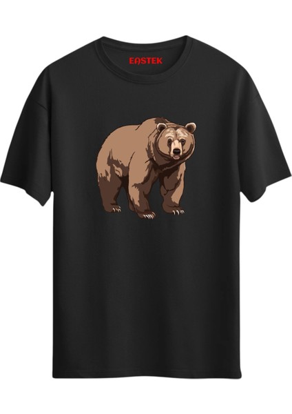 Bear Walking Baskılı Tasarım T-Shirt