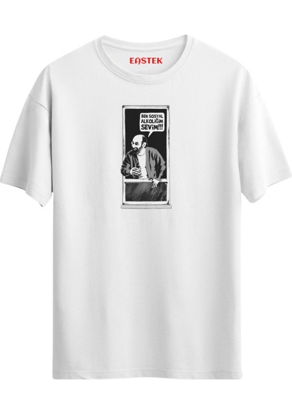 Ben Sosyal Alkoliğim Sevim Baskılı T-Shirt