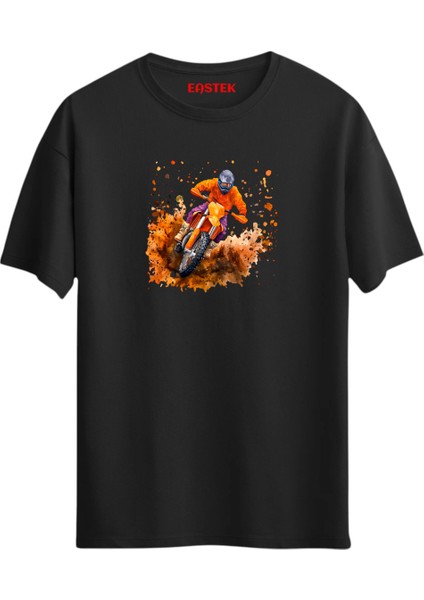 Offroad Motorcycle Baskılı Tasarım T-Shirt