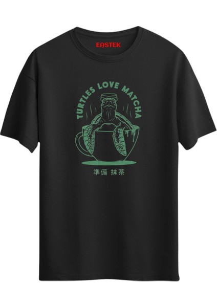 Turtles Love Matcha Unisex Baskılı Tasarım T-Shirt