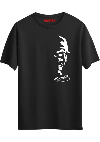 Atatürk Silüet Baskılı Tasarım T-Shirt
