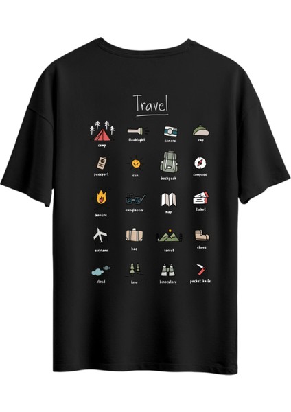 Travel Camping Sırt Baskılı Unisex Tasarım T-Shirt