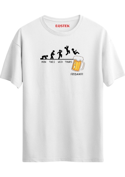 Friday Beer Time Baskılı Tasarım T-Shirt