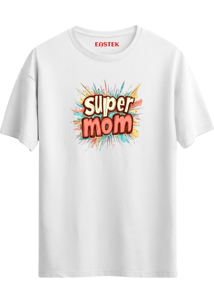 Super Mom Baskılı Tasarım T-Shirt