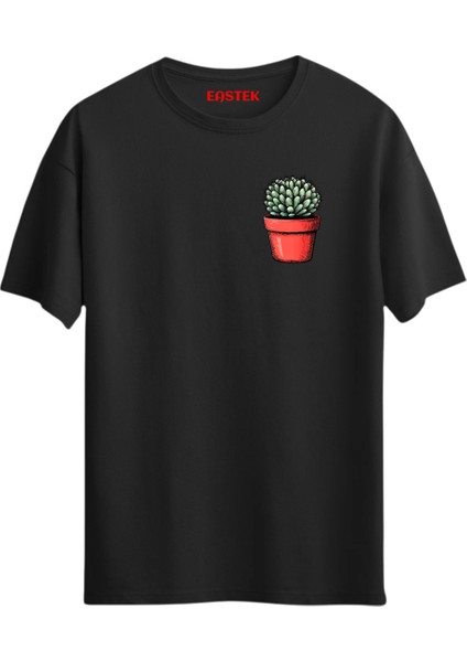 Minimal Cactus Baskılı Tasarım T-Shirt