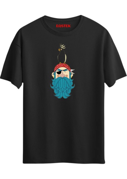 Korsan ve Papağan Baskılı T-Shirt, Erkek Tişört, Kadın Tişört, Unisex T-Shirt