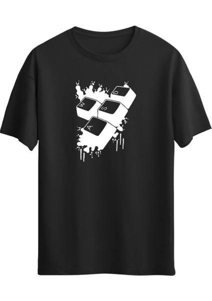 Klavye Tuş Baskılı Unisex Regular Kısa Kol T-Shirt