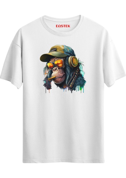 Headphone Splash Baskılı T-Shirt