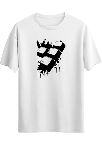 Klavye Tuş Baskılı Unisex Regular Kısa Kol T-Shirt