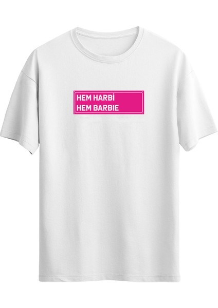 Hem Harbi Hem Baskılı Beyaz Tshirt