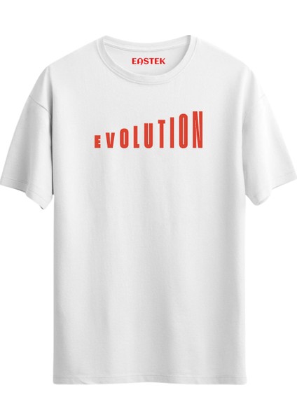 Evolution Baskılı Unisex Yazılı Tasarım T-Shirt