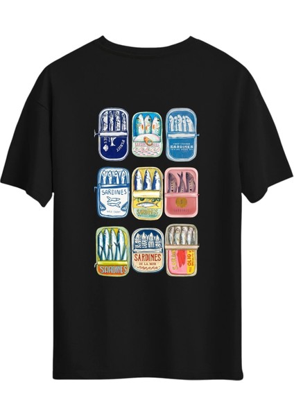 Sardine Sırt Baskılı T-Shirt, Erkek Tişört, Kadın Tişört, Unisex T-Shirt
