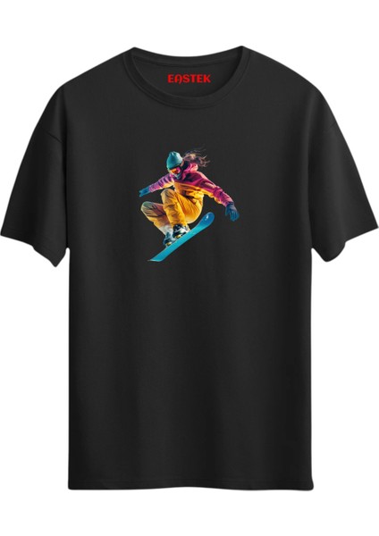 Snowboarding Girl Baskılı Tasarım T-Shirt