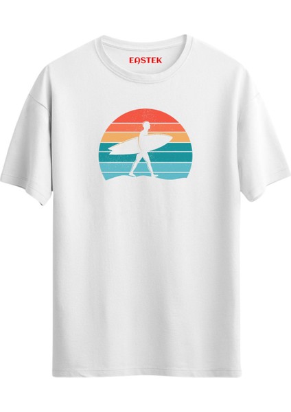 Surfing Label Baskılı Tasarım T-Shirt