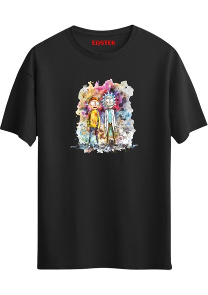 Cartoon Characters Baskılı Tasarım T-Shirt