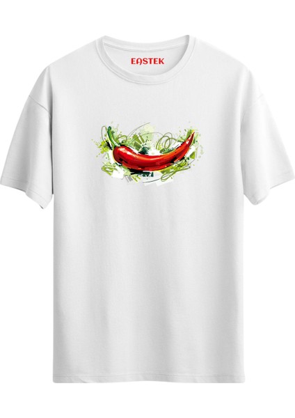 Biber Kırmızı Baskılı Tasarım T-Shirt