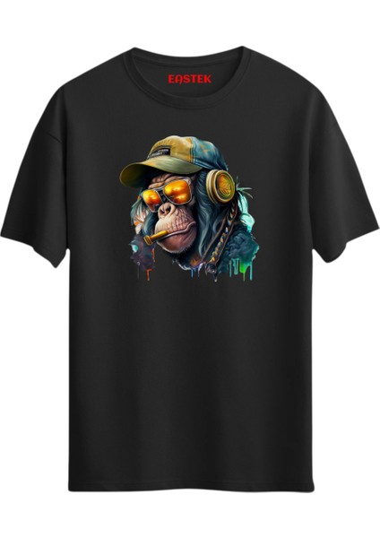 Headphone Splash Baskılı T-Shirt