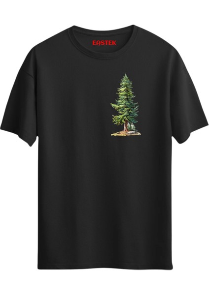 Pine Tree Baskılı Tasarım T-Shirt