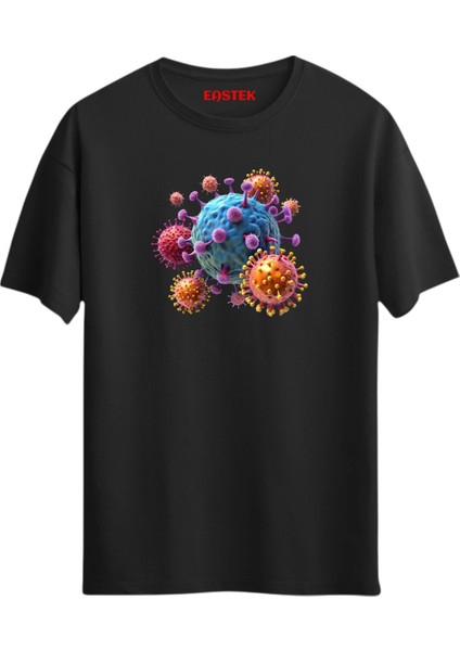 Virus Burst Baskılı T-Shirt