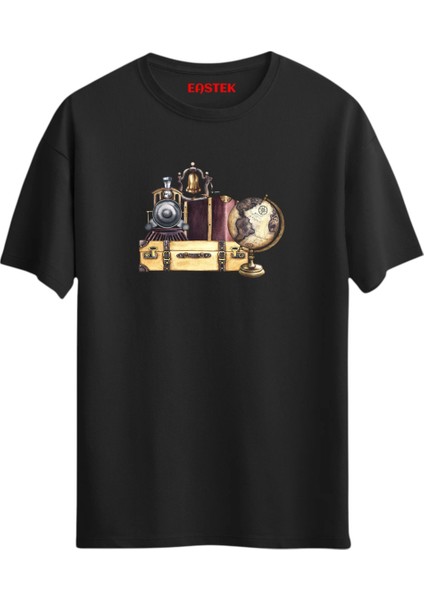 Travel Time Vintage Baskılı Tasarım T-Shirt