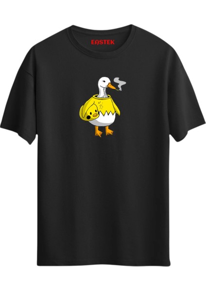 Sevimli Maskot Duck T-Shirt, Erkek Tişört, Kadın Tişört, Unisex T-Shirt
