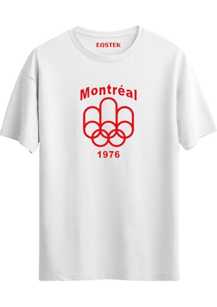 Montreal Baskılı Unisex Beyaz Tişört