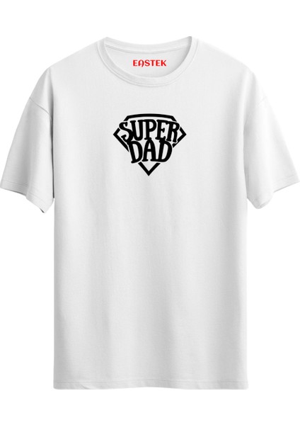 Super Dad Baskılı Babalara Özel Unisex Regular T-Shirt