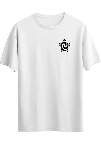 Minimal Kaplumbağa Baskılı Unisex Regular T-Shirt