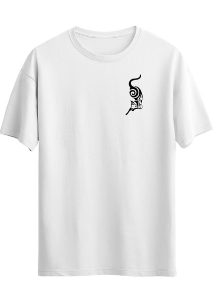 Minimal Cat Baskılı Unisex Regular T-Shirt