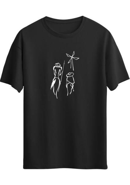 Don Kişot Baskılı Unisex Regular T-Shirt