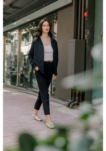 Keten Günlük İkili Takım Elbise Pantolon Gömlek