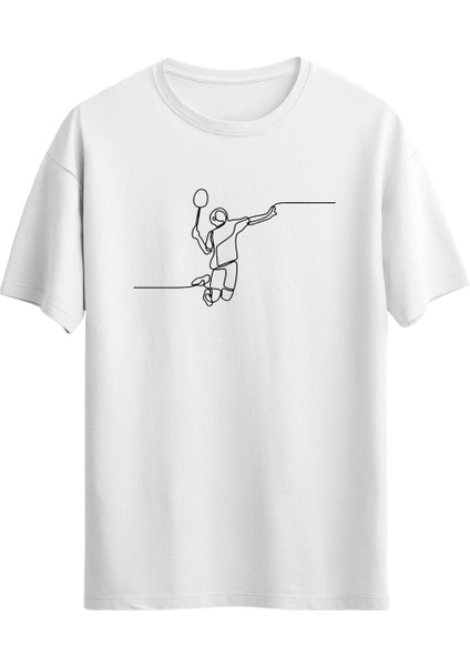 Tennis Player Art Baskılı T-Shirt