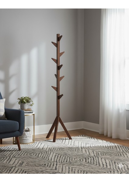 Ahşap Ayaklı Askılık Modern Elbise Askısı