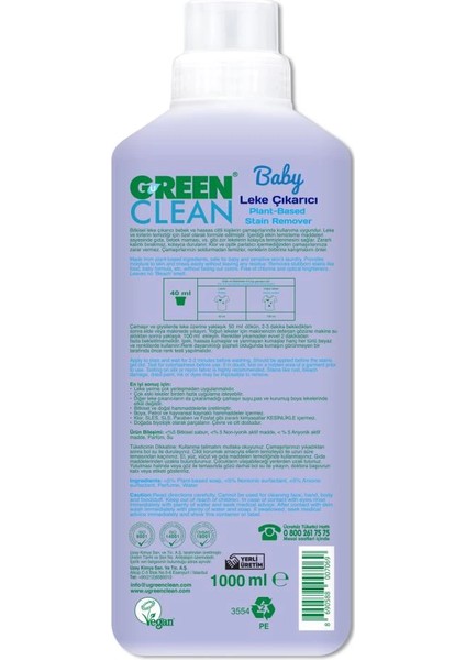 Bfs Green Clean Baby Bitkisel Leke Çıkarıcı 1000 ml fiyatları