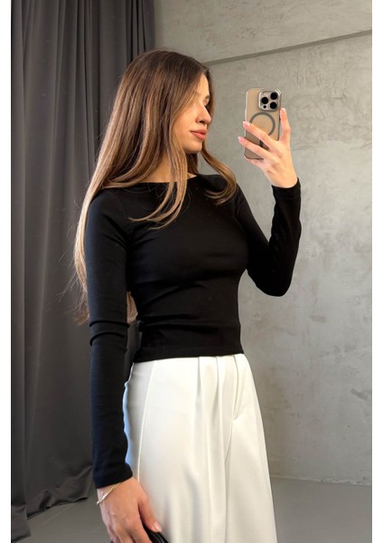 Kadın Kayık Yaka Uzun Kol Tshirt fiyatları