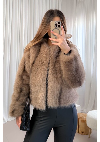 Kadın Kapşonlu Peluş Mont 5150