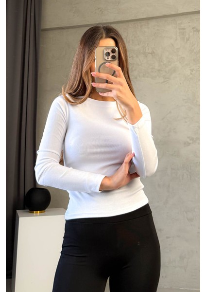 Kadın Kayık Yaka Uzun Kol Tshirt indirimleri