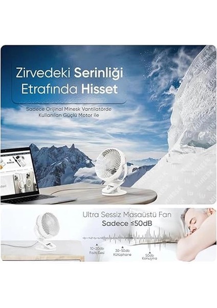 Mini Vantilatör - Masaüstü USB Fan - Klipsli Sabitleme - 360° Ayarlanabilir - Ultra Güçlü