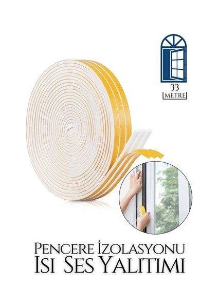 Pencere Ses Isı Yalıtım Sünger Bant 33 Metre