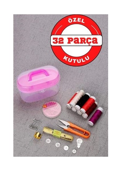 32 Parça Kutulu Seyahat Dikiş Iğne Iplik Seti