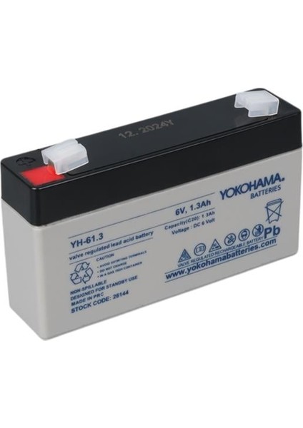 Yokohama Yh-61.3 6 Volt - 1.3 Amper Akü (98X25X52 Mm)