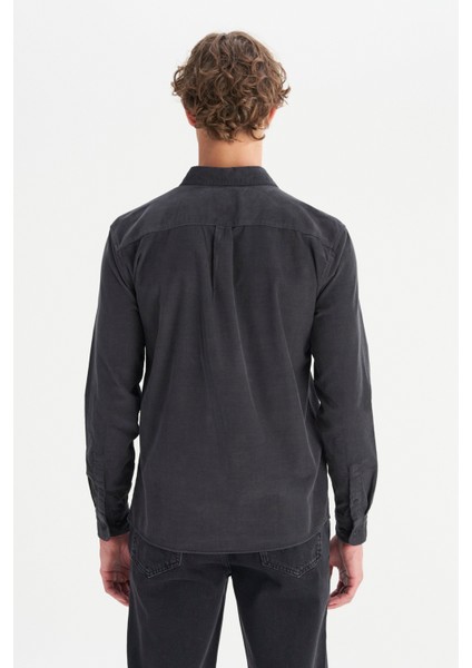 %100 Pamuk Regular Fit Normal Kesim Klasik Yaka Cepli Kadife Gömlek indirimleri