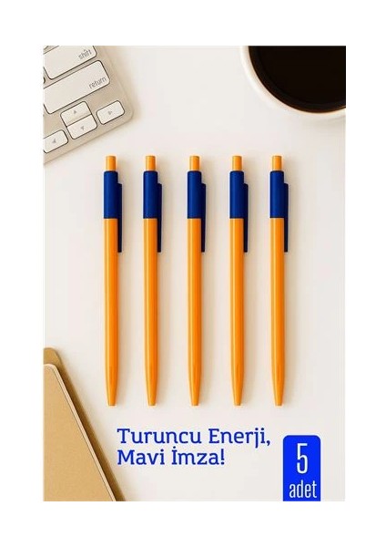Bx Tükenmez Kalem Mavi Ofis ve Okul Için Pratik Yazım 5 Li Paket