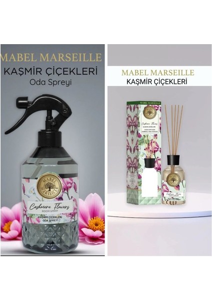 Çubuklu Oda Kokusu Kaşmir Çiçekleri 100 ml + 500ML Oda Spreyi Kaşmir Çiçekleri