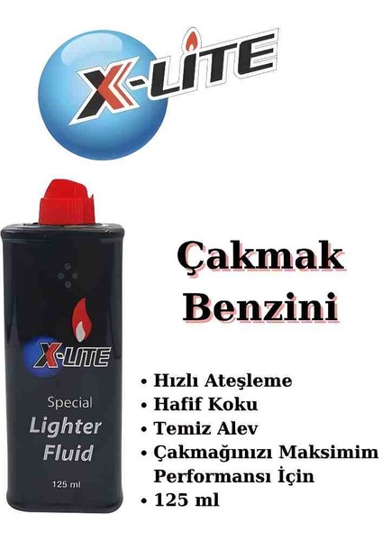 Profesyonel 125 ml X-Lite Çakmak Benzini Güçlü Performans, Temiz Yanma, Uzun Ömürlü Kullanım Deneyimi Tüm Metal ve Taşlı Çakmaklar Için Uyumlu Yakıt