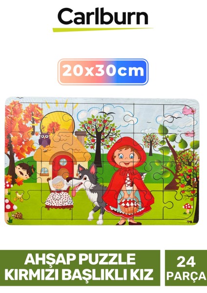 Özel Üretim Zeka Geliştirici Öğretici Göz Koordinasyonu Ahşap Puzzle Kırmızı Başlıklı Kız 24 Parça