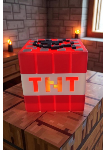 Minepixel Tnt Pilli Mum Işıklı (Tealight) Dekoratif Gamer Masa Lambası Süs fiyatları