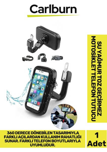 Özel Üretim Şeffaf Ön Yüzeyli Hafif 360 Derece Dönebilen Su Geçirmez Motosiklet Telefon Tutucu