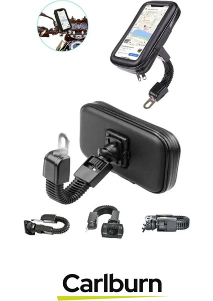 Özel Üretim Şeffaf Ön Yüzeyli Hafif 360 Derece Dönebilen Su Geçirmez Motosiklet Telefon Tutucu modelleri